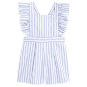 BELLA BLISS Blanche Romper, Blue Wide Oxford Stripe